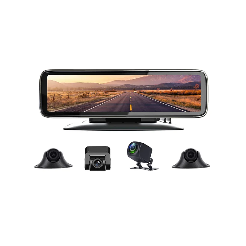 12 Inch 4 Channel Android ADAS Car DVR Camera Video Recorder Mirror 4G Streaming Rearview Mirror Dash Cam