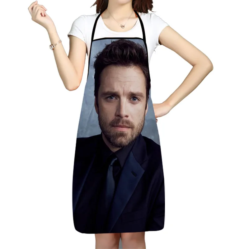 Sebastian Stan Actor Pattern Anti-Fouling Kitchen Aprons For Men Women Household Cleaning Cooking Baking Waist Bib 68x95cm