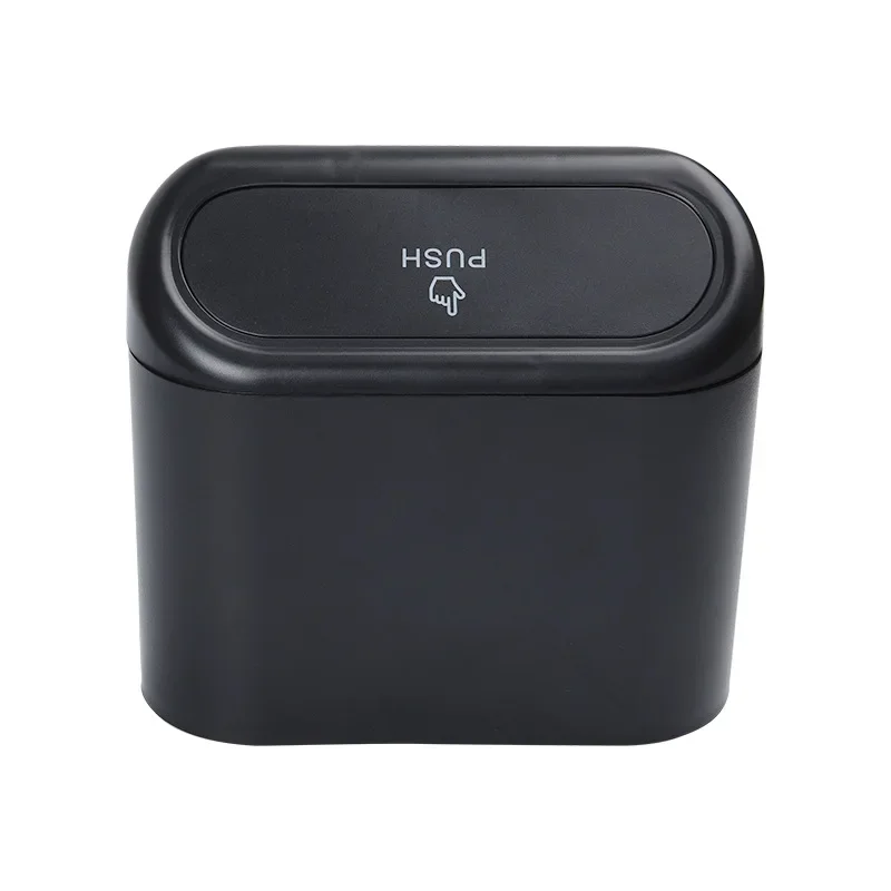 Car Trash Bin Hanging Vehicle Garbage Dust Case Storage Box Black Square Pressing Type Trash Can Auto Interior Accessories