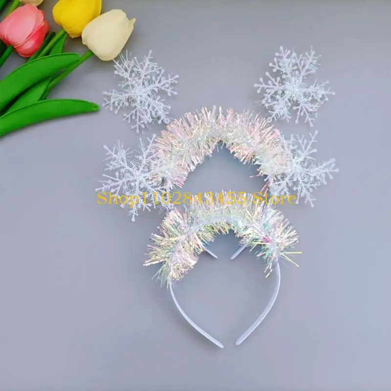 

49MC Пушистая повязка на голову со снежинками для женщин, рождественский головной убор с героями мультфильмов