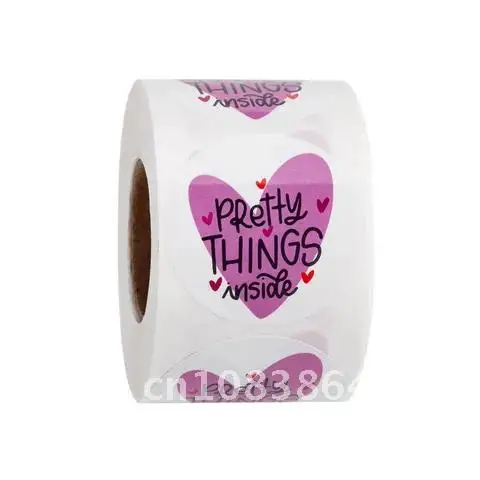 

Round Heart Stickers "Pretty Things Inside" 50-500pcs Thanks for Shopping Small Shop Local Handmade Decor Labels