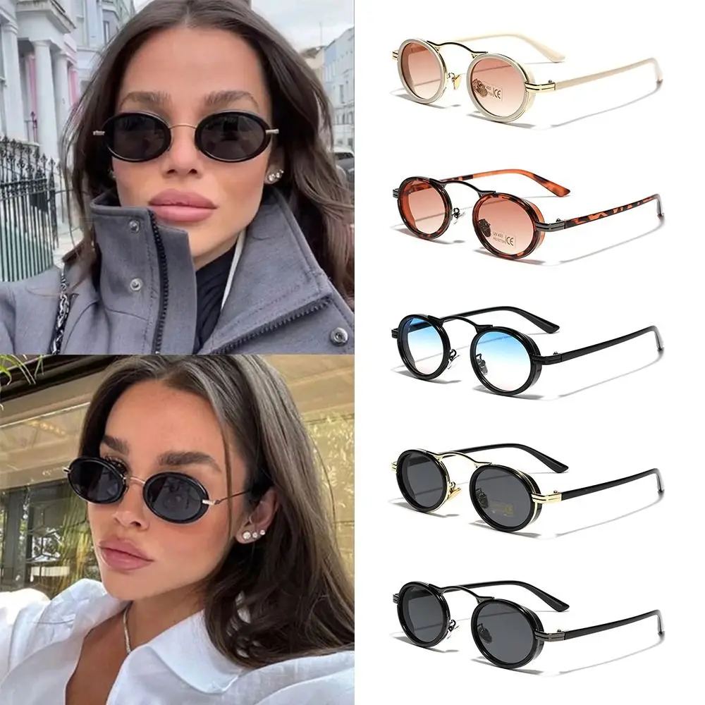 Trendy UV400 Protection Punk Sunglasses 2024 Fashion Small Oval Sun Glasses Vintage Y2K Eyewear for Women & Men