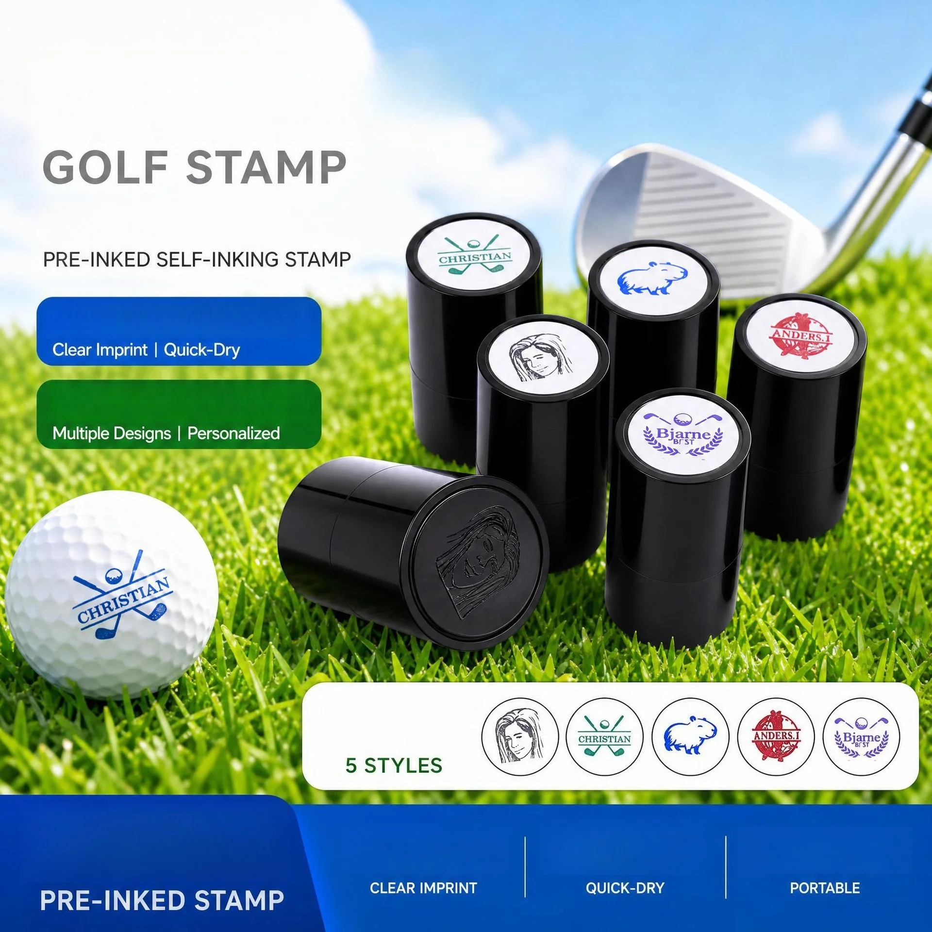 Self Inking Stamp - Timbro da Golf Personalizzato Autoinchiostrante con