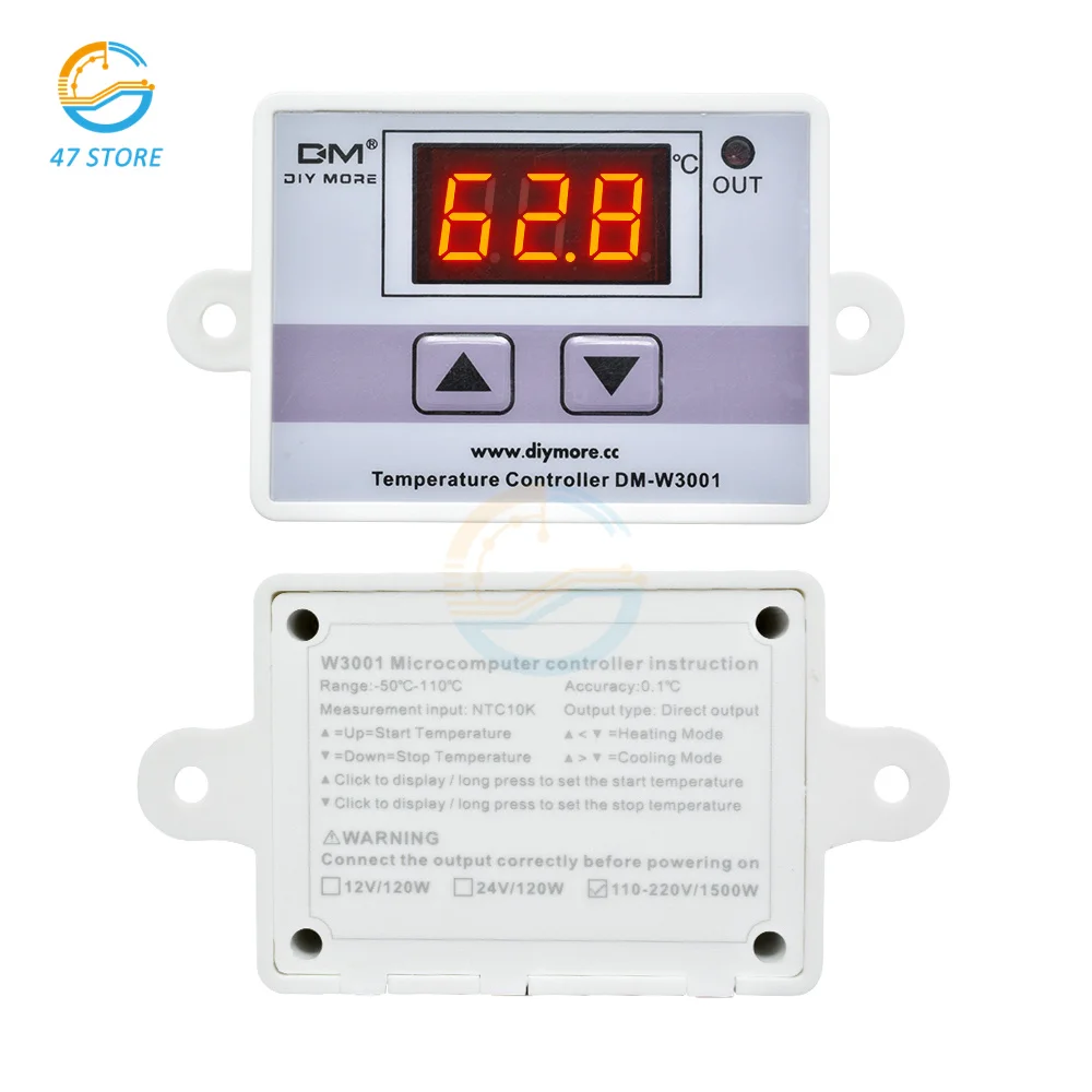 Digital Temperature Controller DC 24V 110V-220V 12V LED Temperature Controller Thermometer Thermo Controller with Switch Probe