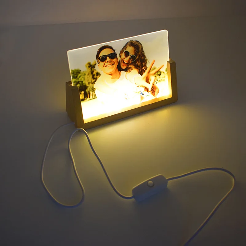 2pcs/lot Blank Sublimation Acrylic Plate Photo Board With LED Printing Sublimation Ink Transfer DIY Craft