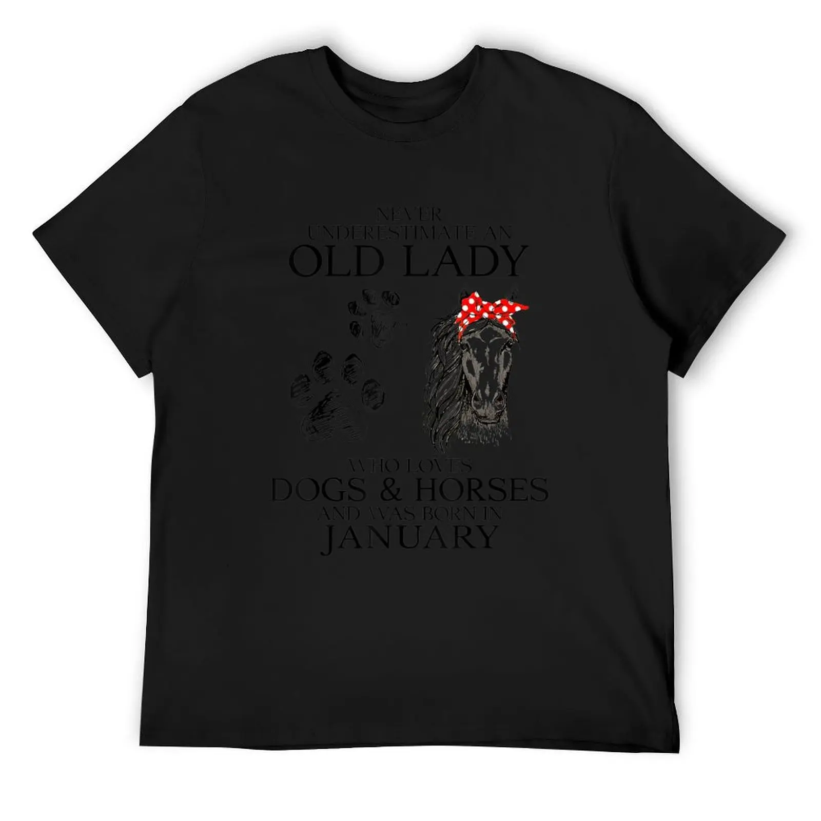 An Old Lady Who Loves Dogs And Horse And Born In January T-Shirt for a boy plus size tops plus size men clothing