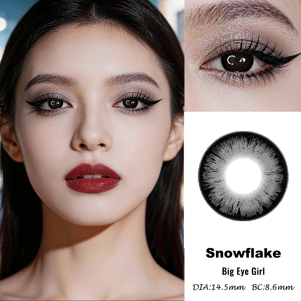 VISUASHOW 14,5mm Big Eye Girl Schwarze Farbige Kontaktlinsen mit Sehstärke für Myopie, Vergrößerungseffekt für Tägliches Augen-Make-up, Weiche Linsen – Detail 5