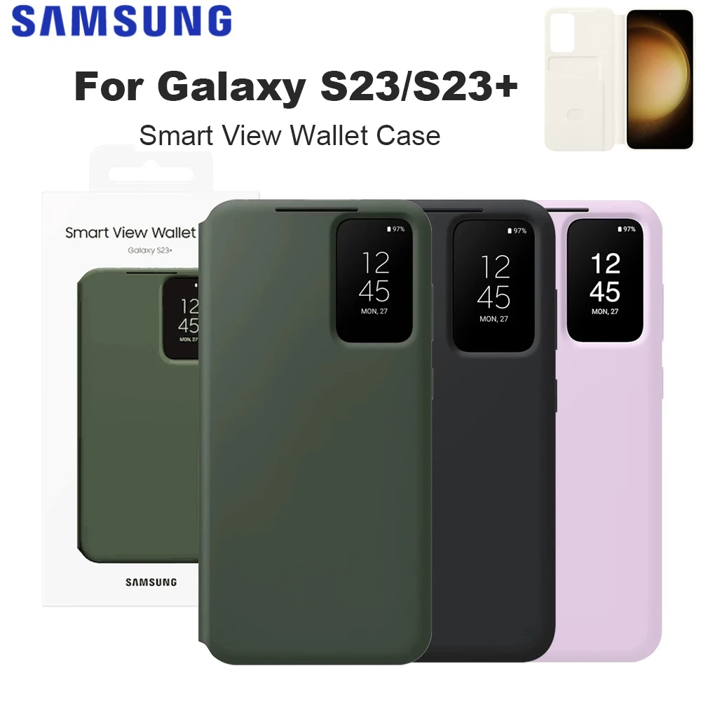 Original For Samsung Smart View Wallet Smartphone Case for Galaxy S23 S23+ S23 Plus Smart Flip Mobile phone cover