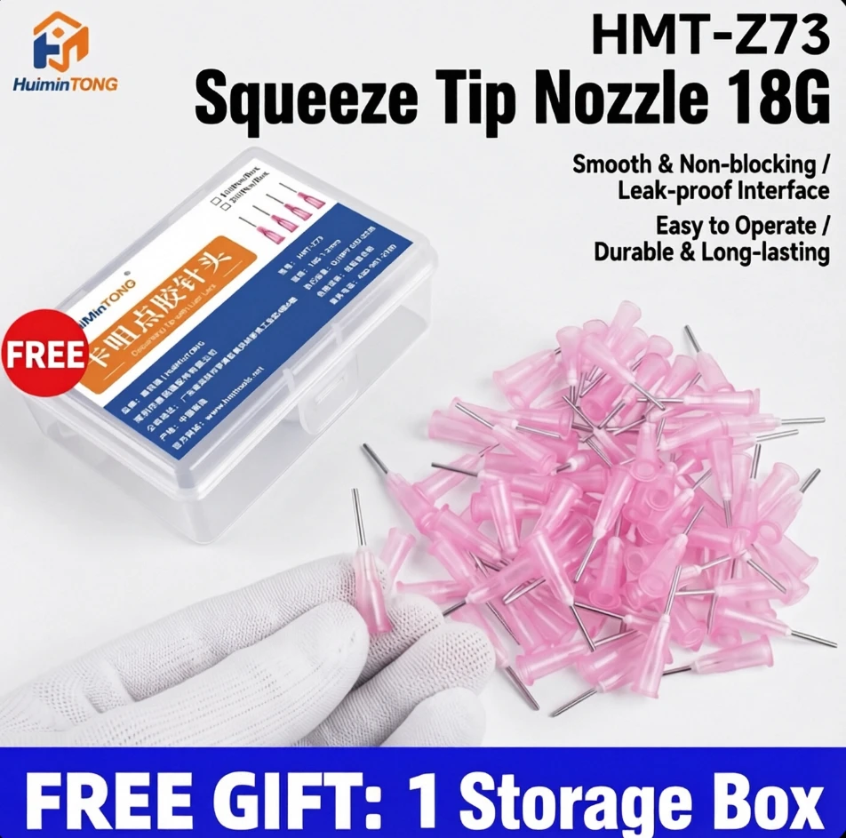 HMT-Z73 100Pcs Dispensing Needle Needles Squueeze Tip Dispensing Nozzle Tip 18G Grease Computer Chips Phone LED BGA Repair Tools