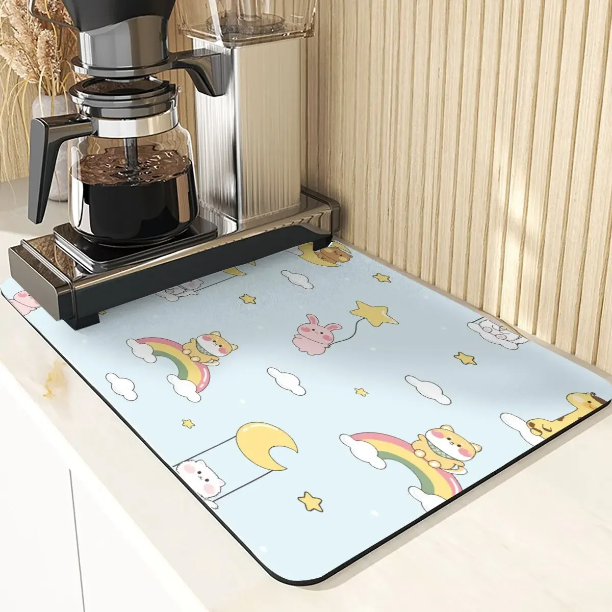 Rabbit Dry Mat Cute Lamb Koala Non-Slip Absorbent Mat Dialgae Cutlery Kitchen Counter Drain Mat Coffee Placemats For Table Mats