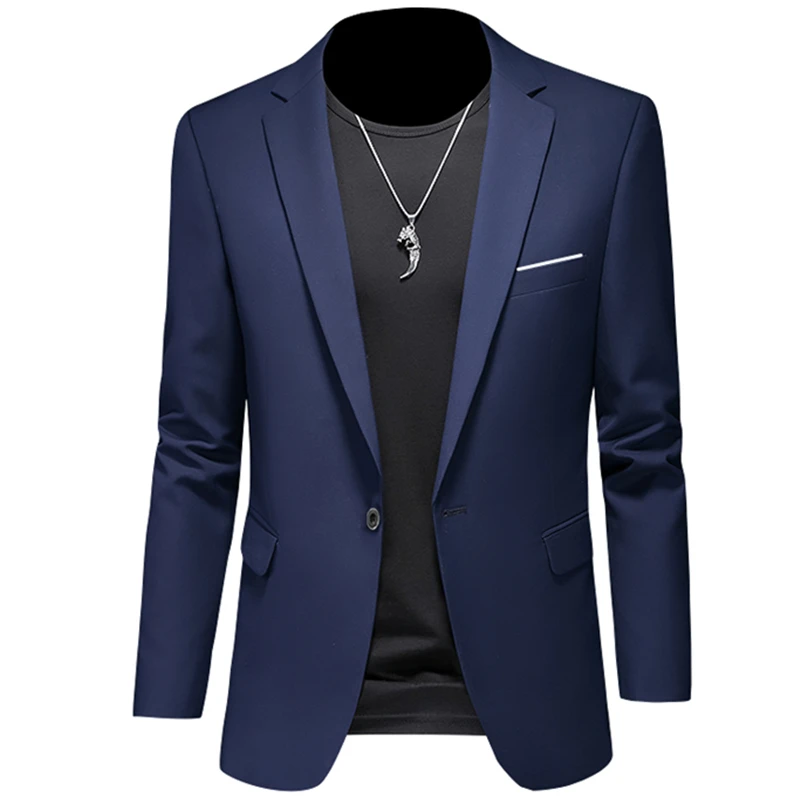 2023 Fashion New Men\'s Leisure Casual Boutique Business Solid Color Slim Fit Suit Blazers Jacket Dress Coat