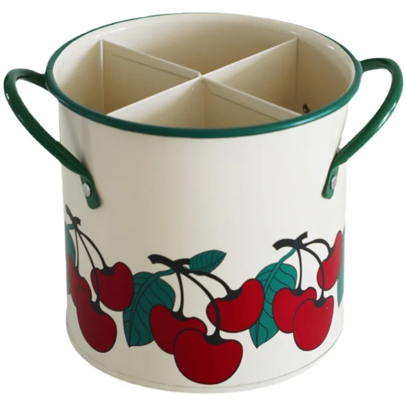 

Yjq household vertical kitchen tools chopstick cage thickened spoon storage cherry grid knife and fork bucket