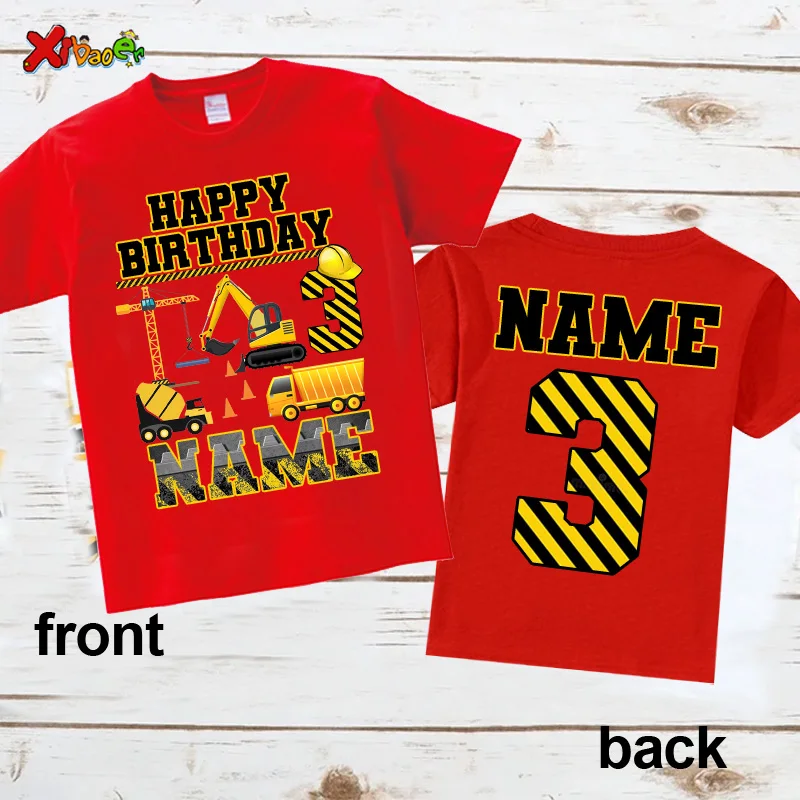 Construction Birthday Party T Shirt Personalized Toddler Boys Shirt Kids Dump Truck Birthday Shirt Custom Name Baby Tops Outfits