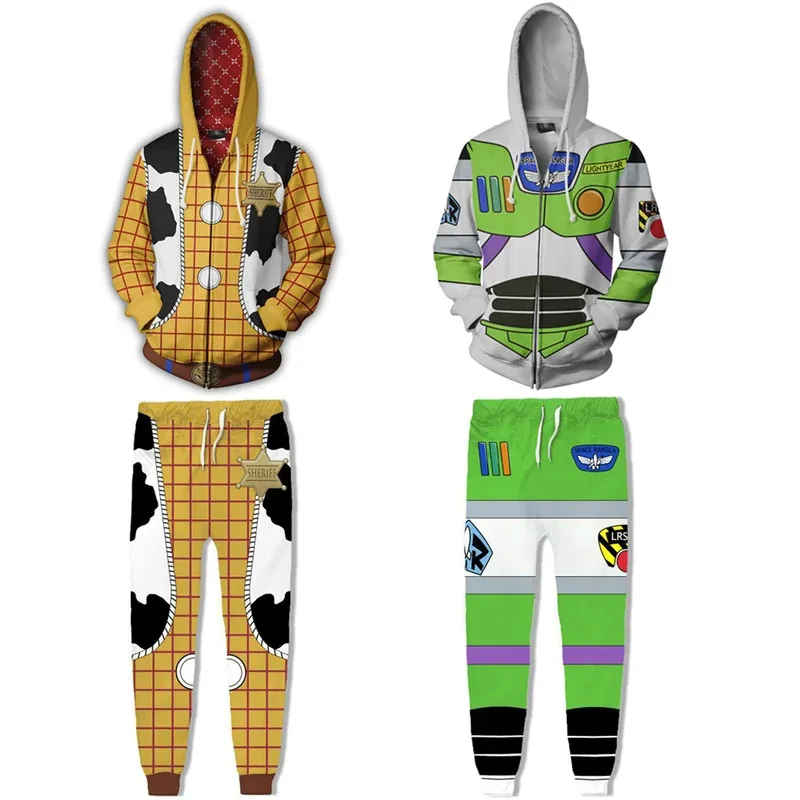 

Movie Toys Woodi Cosplay Hoodies Men Women Cartoon Printing Hooded Sweatshirt Adult Casual Loose Coat Pants Halloween Party