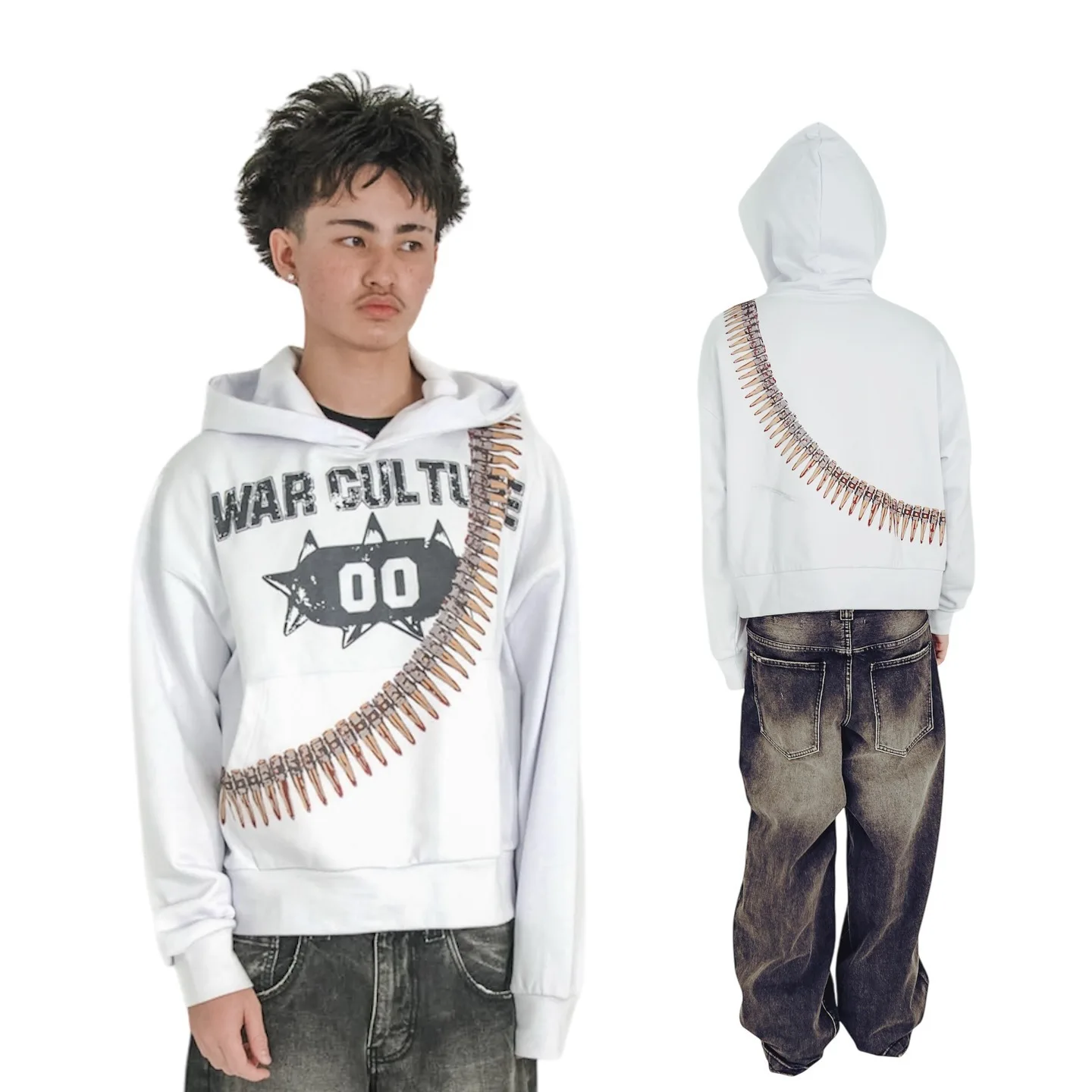American ins style printed pattern design hooded sweater unisex 2026 fashion new street trend warm coat in autumn and winter