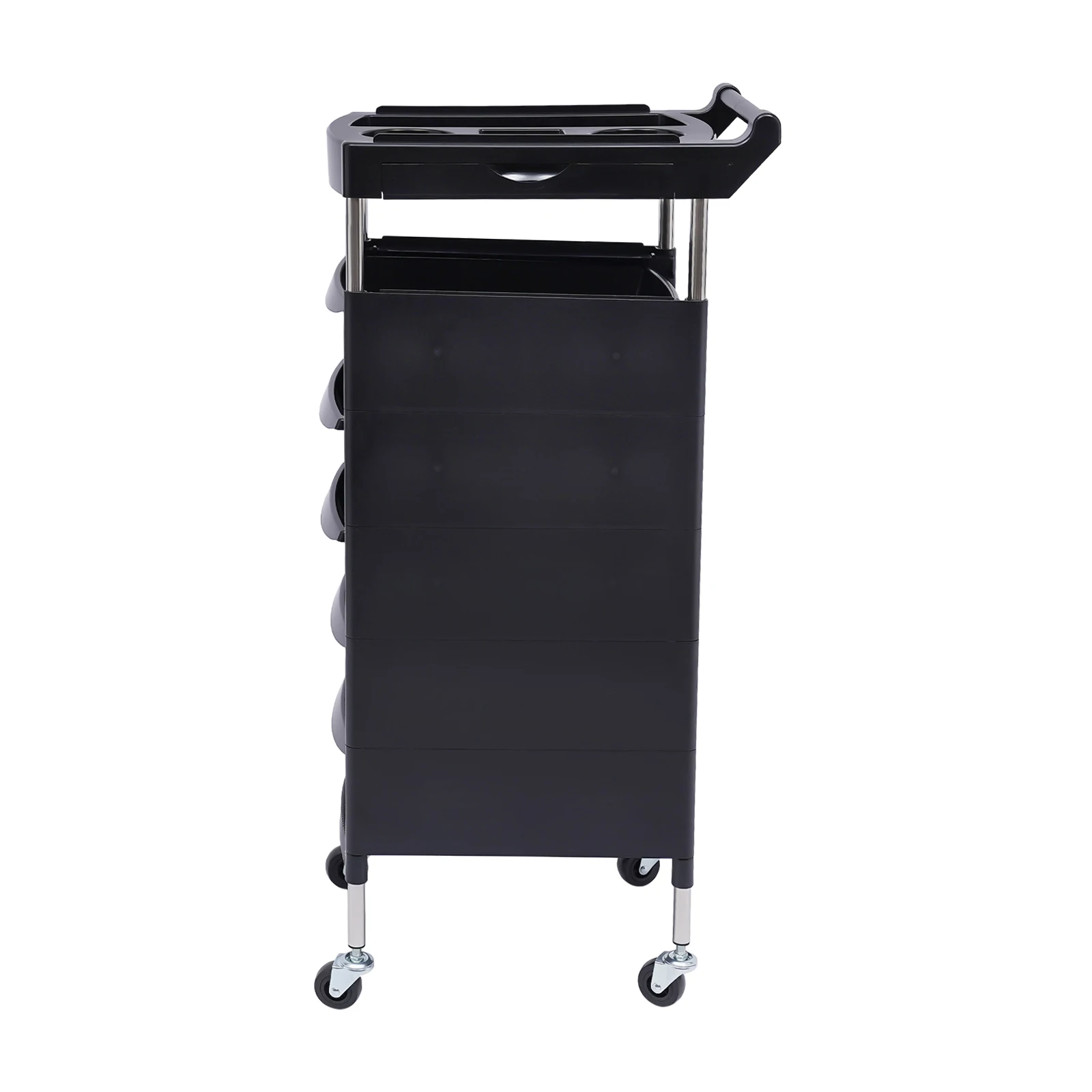 5 أدراج و2 حامل مجفف شعر صينية جانبية مع شريط مضاد للانزلاق و360 ° عجلات قابلة للدوران، منظم عربة الصالونات باللون الأسود أثناء التنقل #4
