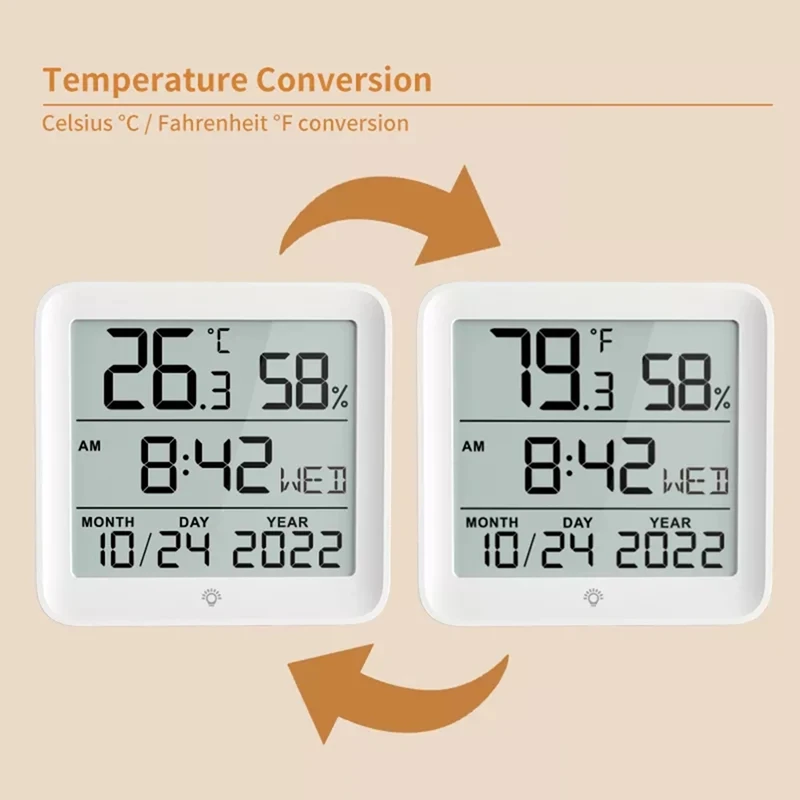 B37B-Digital Tuya WIFI Time Clock Date Thermometer Hygrometer Backlight Temperature And Humidity Sensor Display