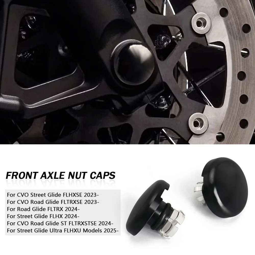 

Front Axle Nut Caps For Touring Road Glide Street Glide FLHX FLTRX FLTRXSE FLHXSE CVO 2023 2024 2025 Black Wheel Lock Cover