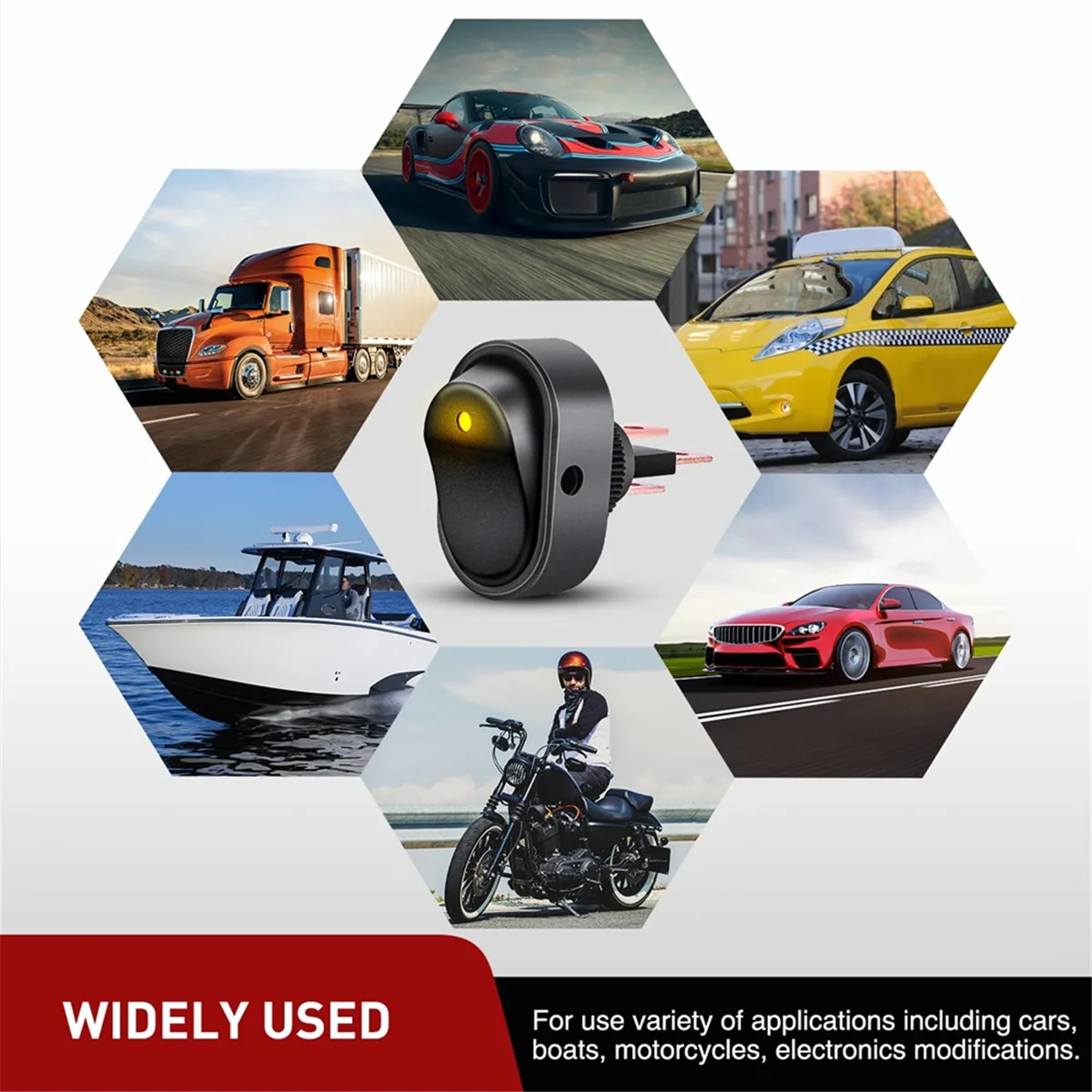 AAA87 5PCS LED Verlichte Tuimelschakelaar 12V Verlichte aan Uit Tuimelschakelaar 30A 3Pin SPST Ovale Schakelaar 12mm Gat