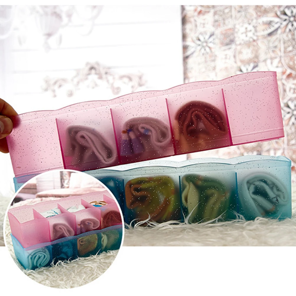 

Multi-function Five Grids Plastic Underwear Socks Ties Separator Organizer Case Desk Drawer Closet Organizer Storage Box (Transp