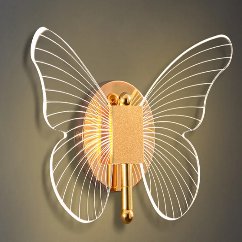 الشمال فراشة الجدار مصباح الفاخرة الإبداعية غرفة نوم رئيسية ضوء السرير ل صافي الأحمر الحديثة الحد الأدنى غرفة المعيشة خلفية التلفزيون