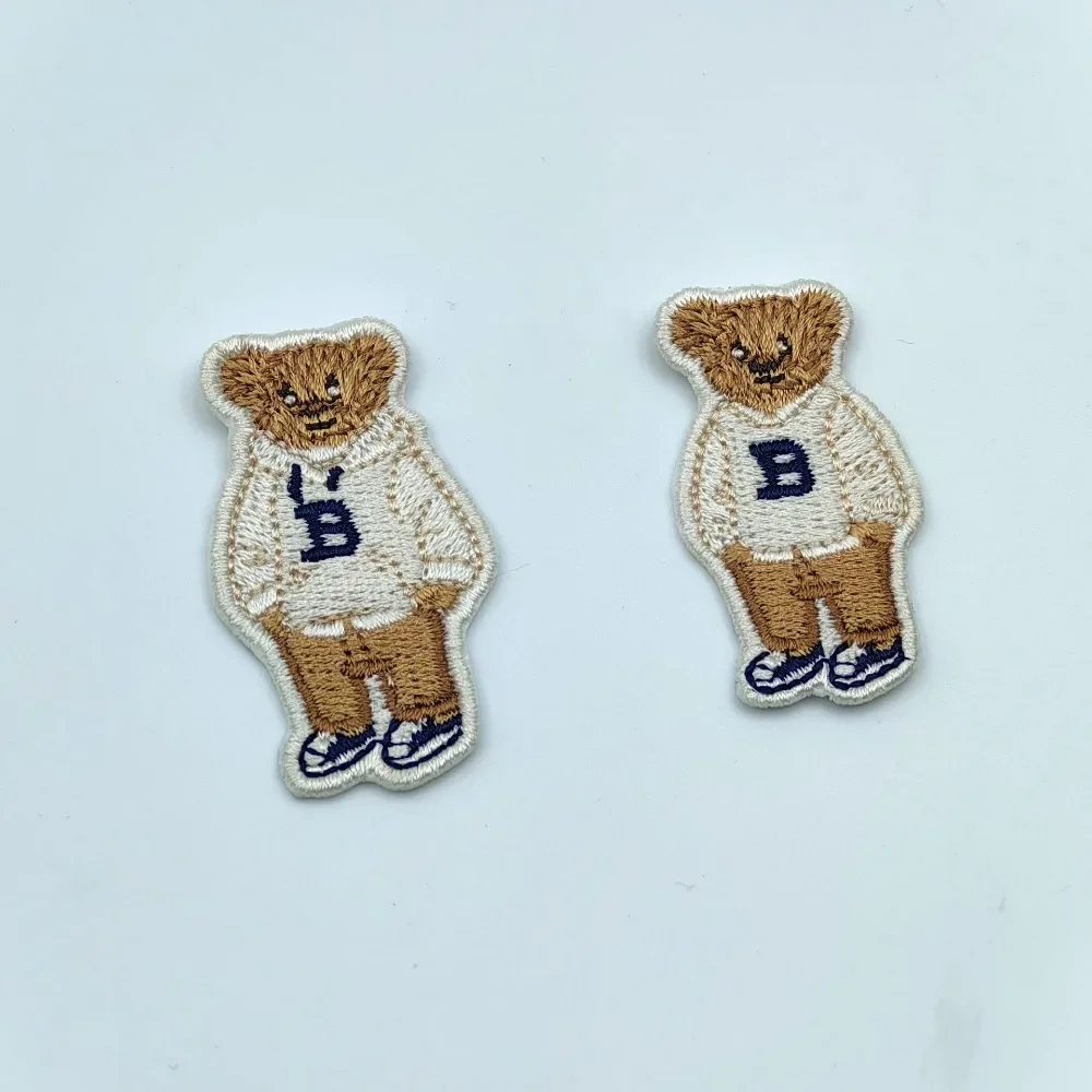 Cute Bear Embroidered Patches Iron on Sewing on Cartoon Patch for Clothing DIY Applique Decorative Emblem Accessories Stickers