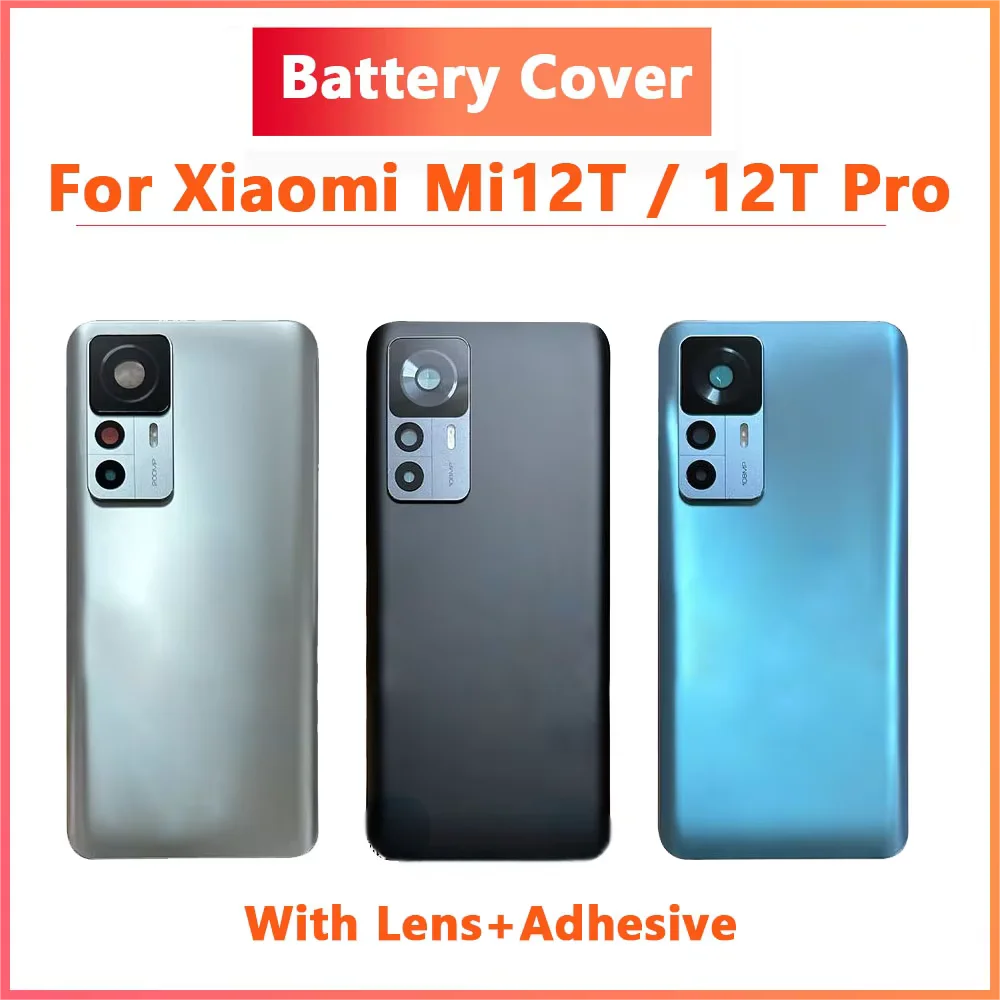 

For Xiaomi 12T Battery Cover Mi 12T Pro Back Glass Door Case Replacement Rear Housing With Camera Frame Lens Adhesive+CE