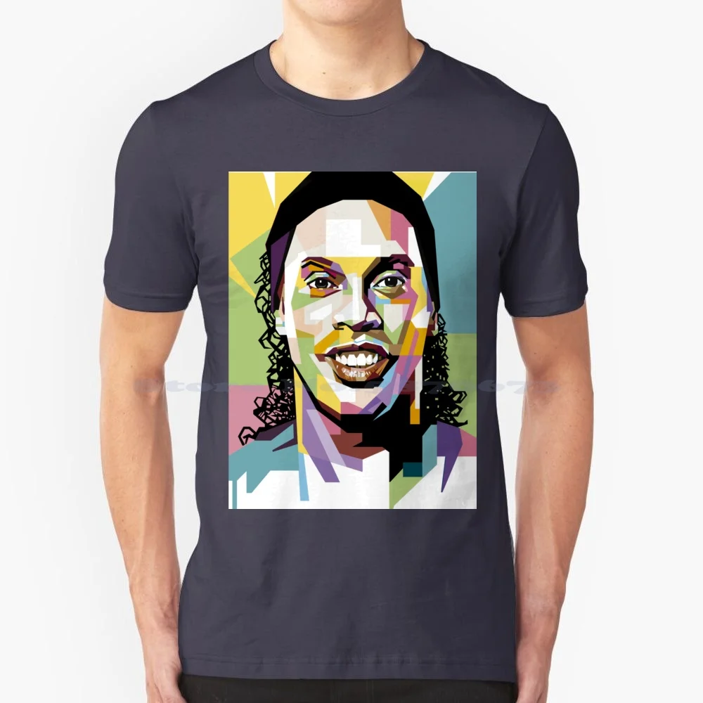 Ronaldinho Pop Art T Shirt 100% Cotton Tee Ronaldinho Pop Art