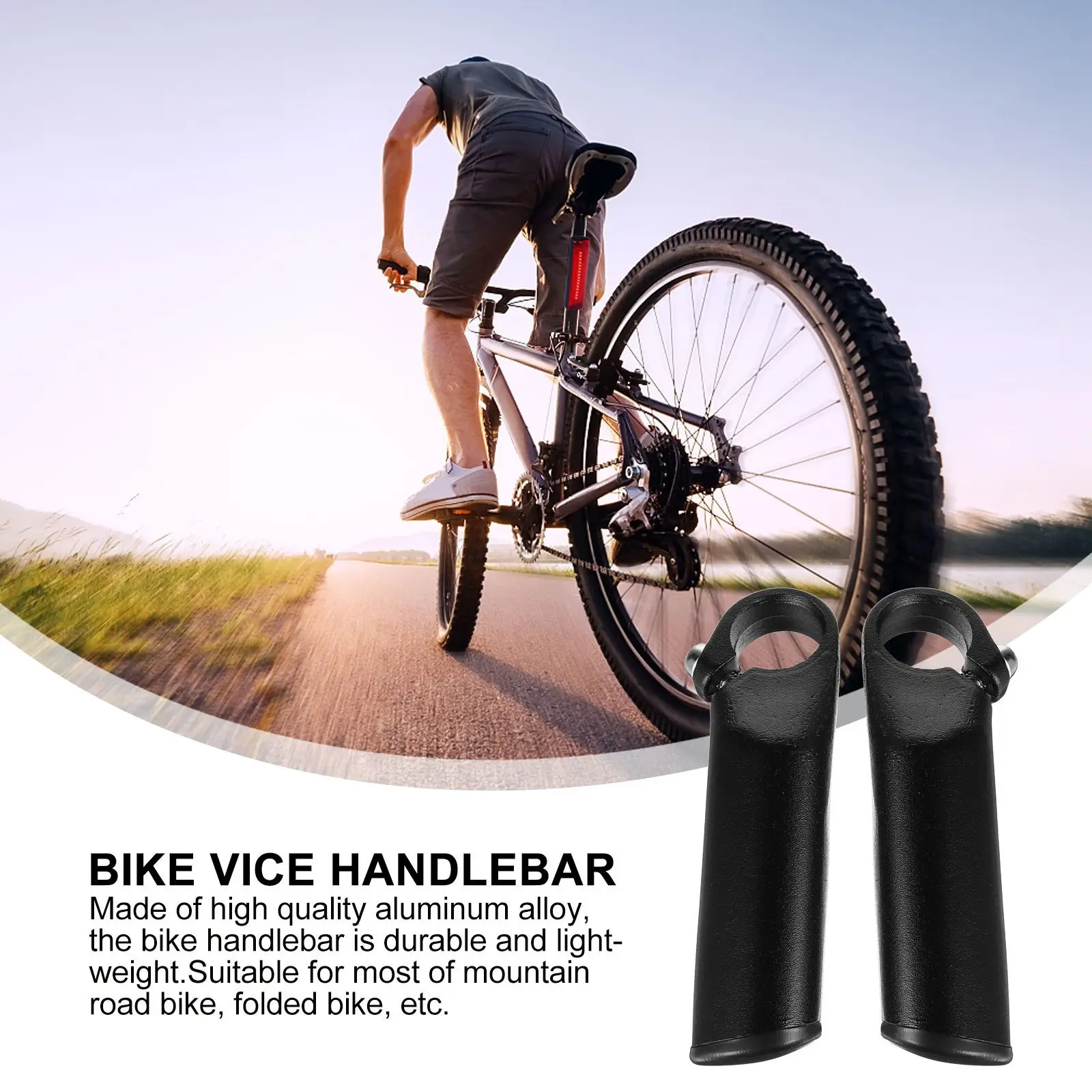 زوج واحد من مقود نائب من سبائك الألومنيوم الأسود خفيف الوزن ومريح ومضاد للانزلاق لدراجة الطرق الجبلية القابلة للطي لركوب الدراجات