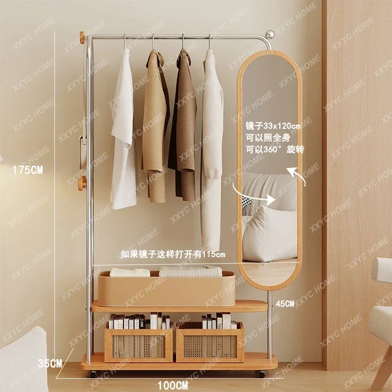 AAтуалетный Столик Movable Full-length Mirror, Coat Rack, Integrated Bedroom, Rotatable Full-length Mirror, Bed-end Hanger, Hous