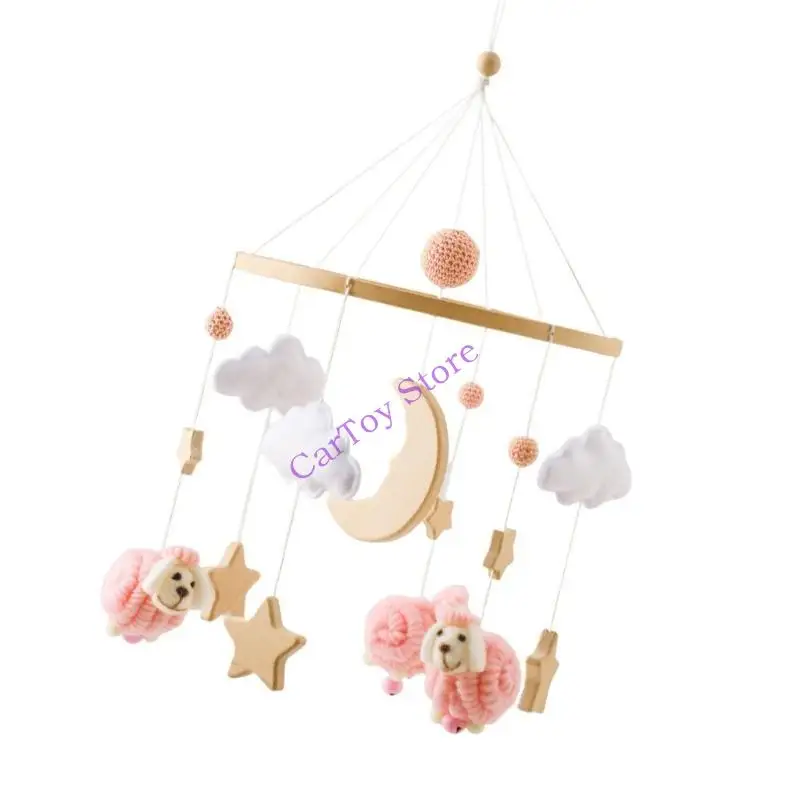 ديكورات الحضانة الخشبية على الطراز الشمالي على شكل نجمة القمر والأغنام سهلة التركيب لسلامة الأطفال حديثي الولادة #2