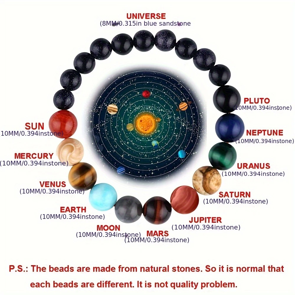 سوار كوكب قابل للتعديل - مجوهرات مطرزة على النظام الشمسي مع سحر علم الفلك، هدية سماوية للجنسين لمحبي الفضاء #3
