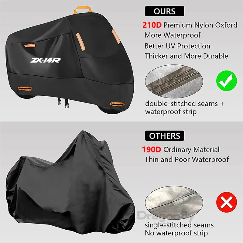 Cubierta impermeable para motocicleta con logotipo de ZX-14R, Protector UV para exteriores, cubierta para lluvia para Kawasaki ZX14R ZX 14R ZX14 R ZX 14 R 2006