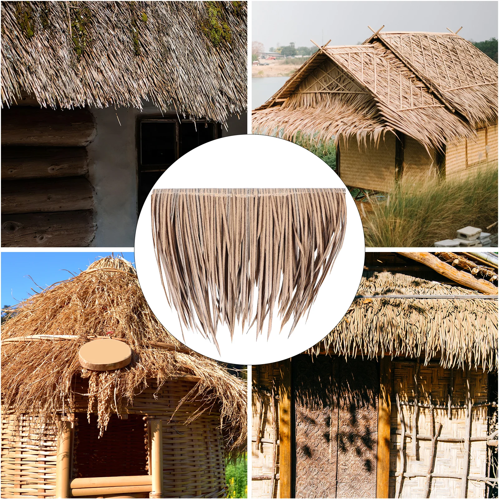 

Simulated Thatched Artificial Grass Panels Faux Roof Straw Durable Plastic Decoration Palapa Straw
