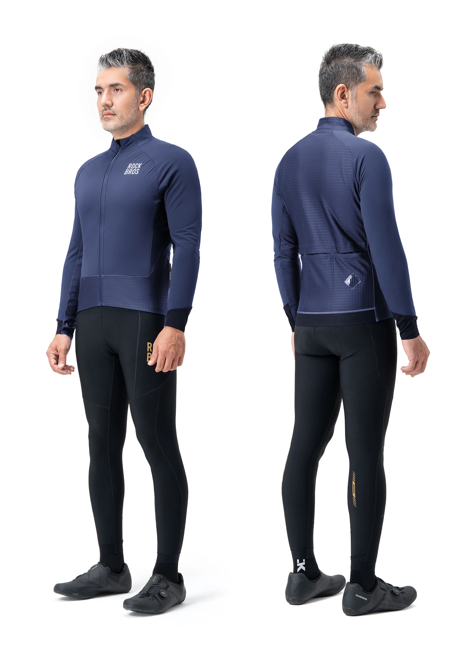 ROCKBROS Winter-Fleece-Fahrradjacke für Herren, winddicht, doppellagig, Thermo-Fahrradtrikot mit Rückentaschen, reflektierende Fahrradjacke – Detail 12