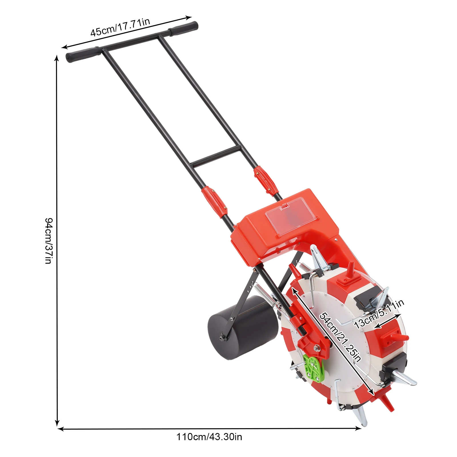 Sembradora manual de precisión, sembradora de semillas de jardín, esparcidor, sembradora de rodillos de empuje manual para plantar semillas de 3-15 mm de maíz, soja