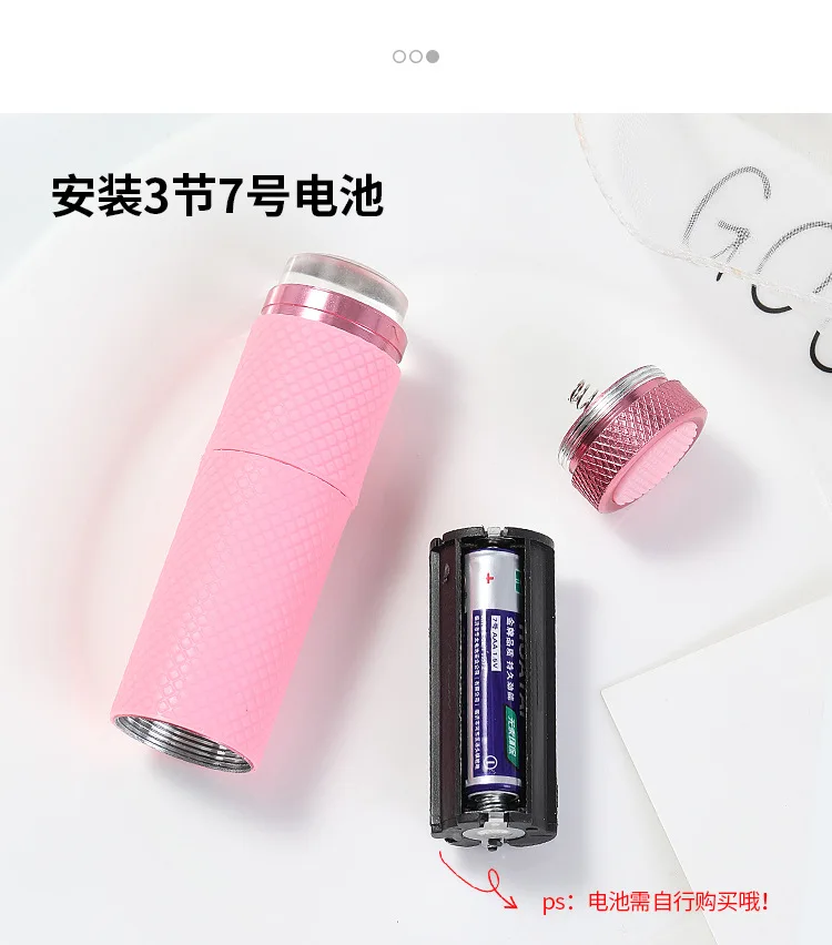 1 Pc Mini Phototherapie Nail art UV Drücken Licht UV Lampe Mit Gelee Silikon Stamper Für Nagel Trockner Protable Lampe Taschenlampe – Detail 7