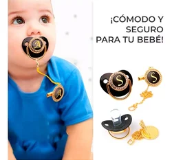 New black super cool advanced 26 letters pacifier 0-3 years old baby newborn baby soother baby teether toy with chain clip