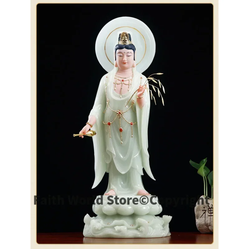 40cm large 2025 Southeast Asia Buddhism Home family Worship high grade jade GUAN YIN PUSA buddha statue Safety Healthy good luck