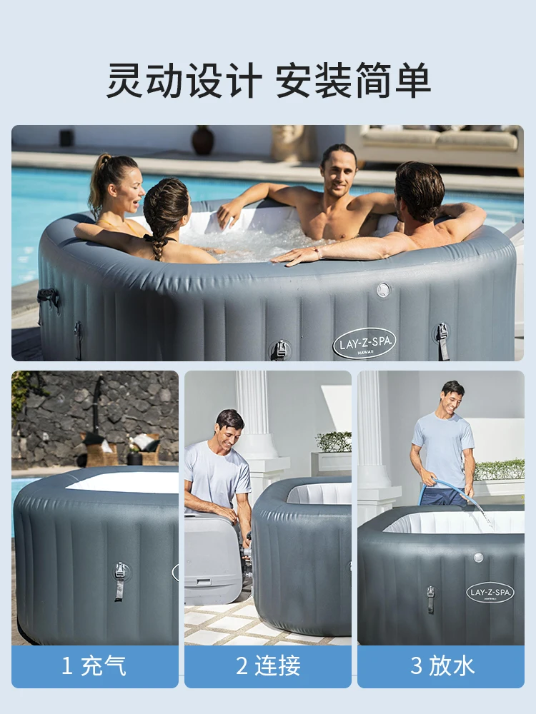 Inflatable Spa Bathtub Family Hot Spring Bath Massage Bubble Pool Constant Temperature Heating Wave Pool