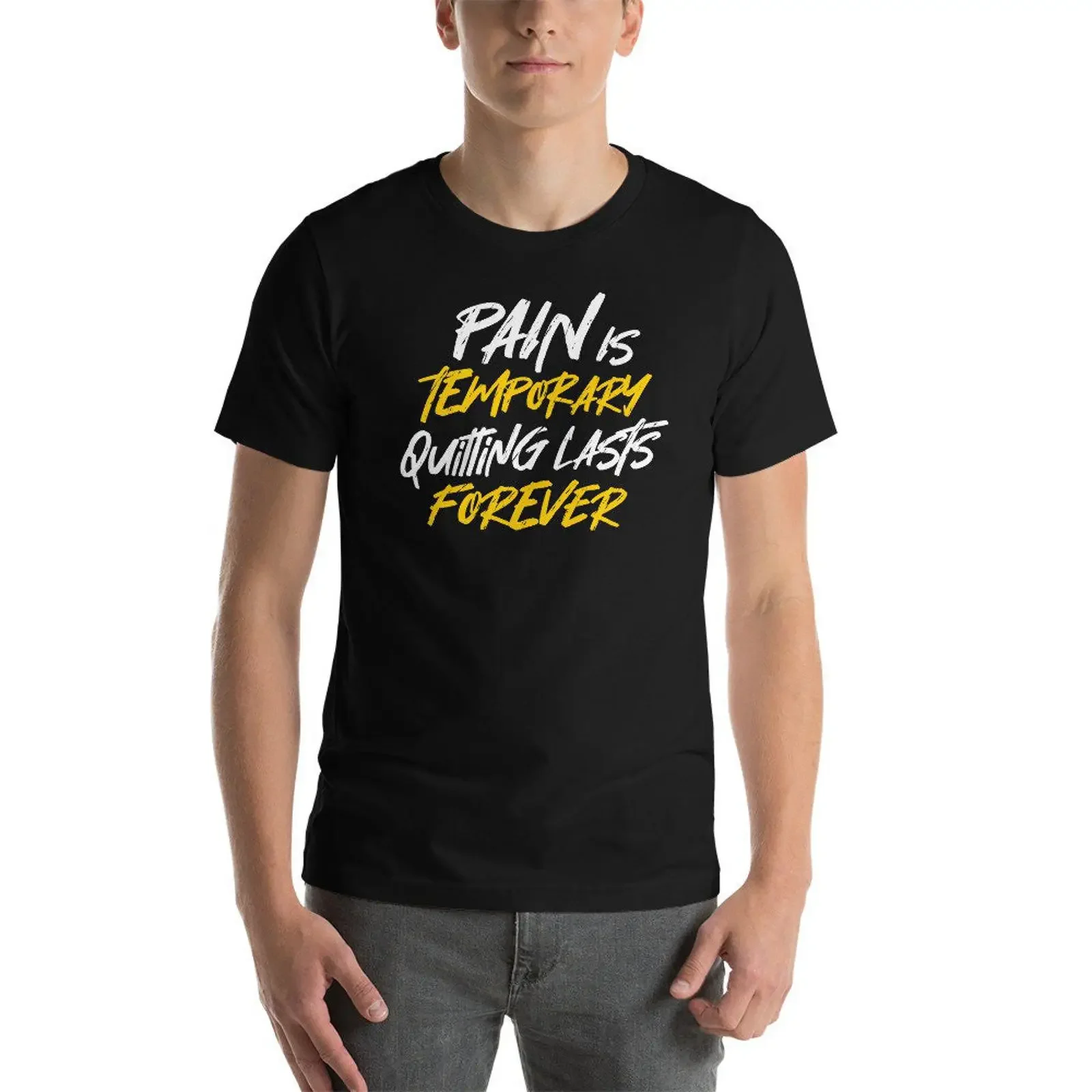 Pain is Temporary Quitting Lasts Forever Men's T Shirt vintage Washed designer clothes Breathable Unisex Stretched Stylish
