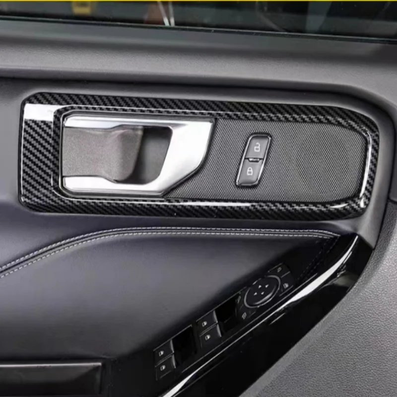 

Carbon Fiber Style Interior Door Handle Cover Trim For Ford Explorer ST XLT U625 2023 2024 Car Accessories Stickers W4