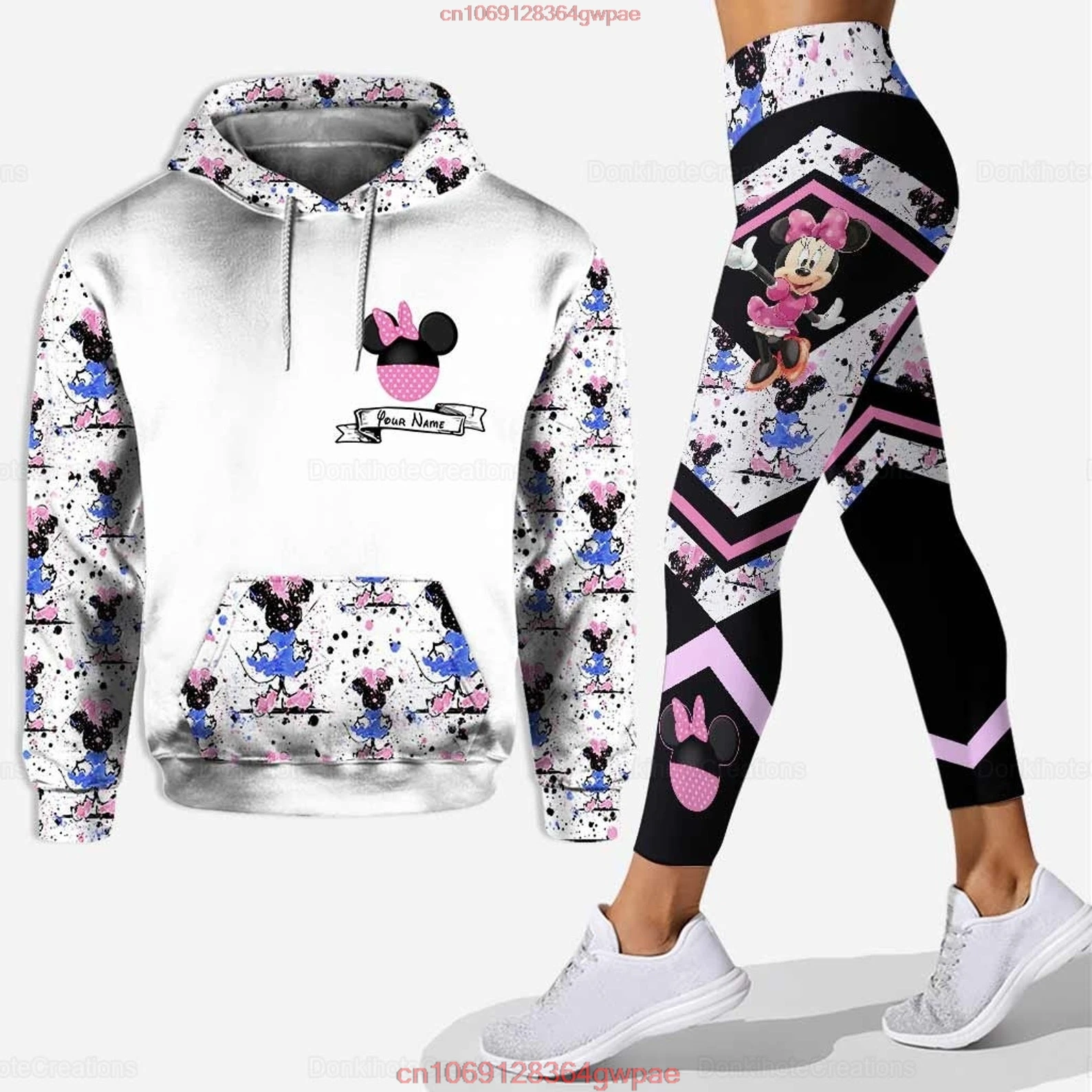 Disney Minnie 3D Hoodie Women\'s Hoodie Set Mickey Yoga Pants Sweatpants Women\'s Disney Yoga Hoodie Leggings Fashion Tracksuit