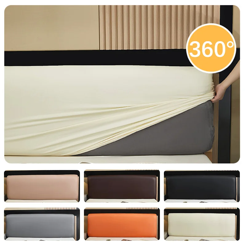 1PC PU Leather Bed Headboard Cover Technology Cloth Bed Head Cover All-inclusive Backrest Dust Protector Bedroom Hotel