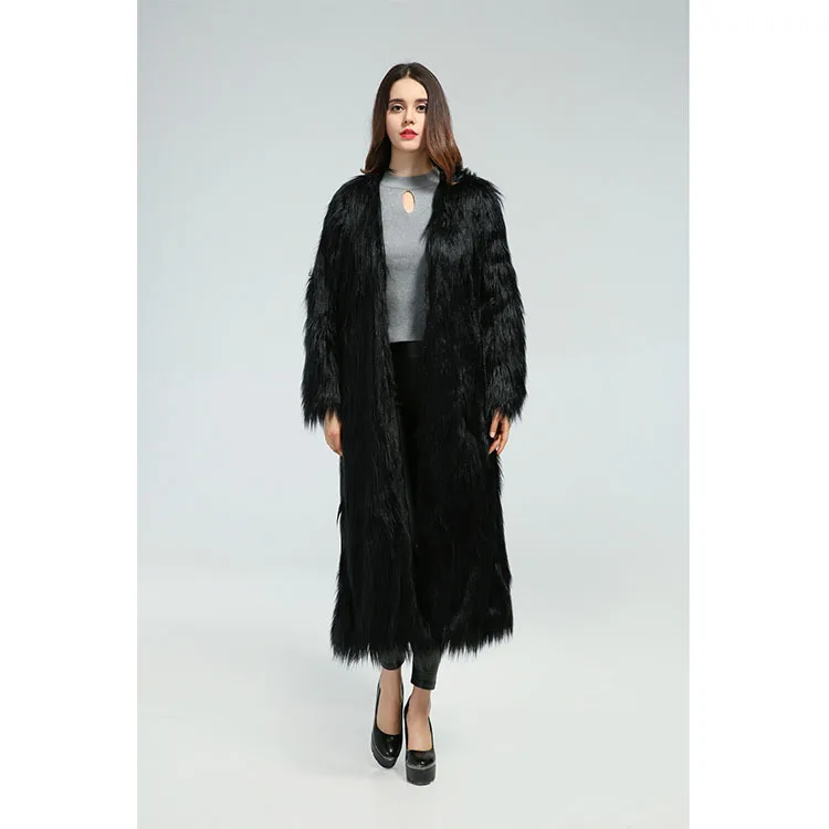 Women Imitation Sheep Faux Fur Long Coat Cardigan Thermal Loose Slim Fit Plush Coats Female Jacket Autumn Winter Furry Outerwear