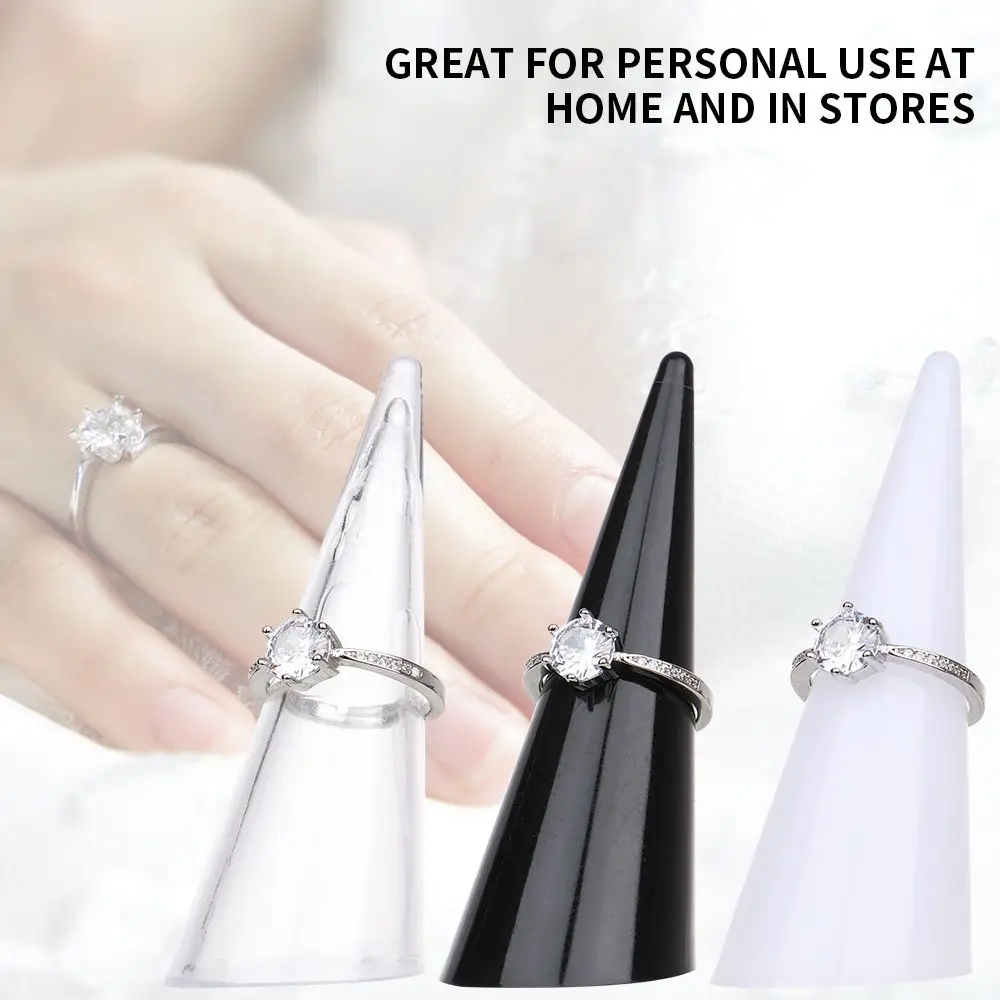 

1/5PCS Gift White Black Transparent Fingertip Conical Ring Display Stand Acrylic Holder Jewellery Organizer Jewelry Show