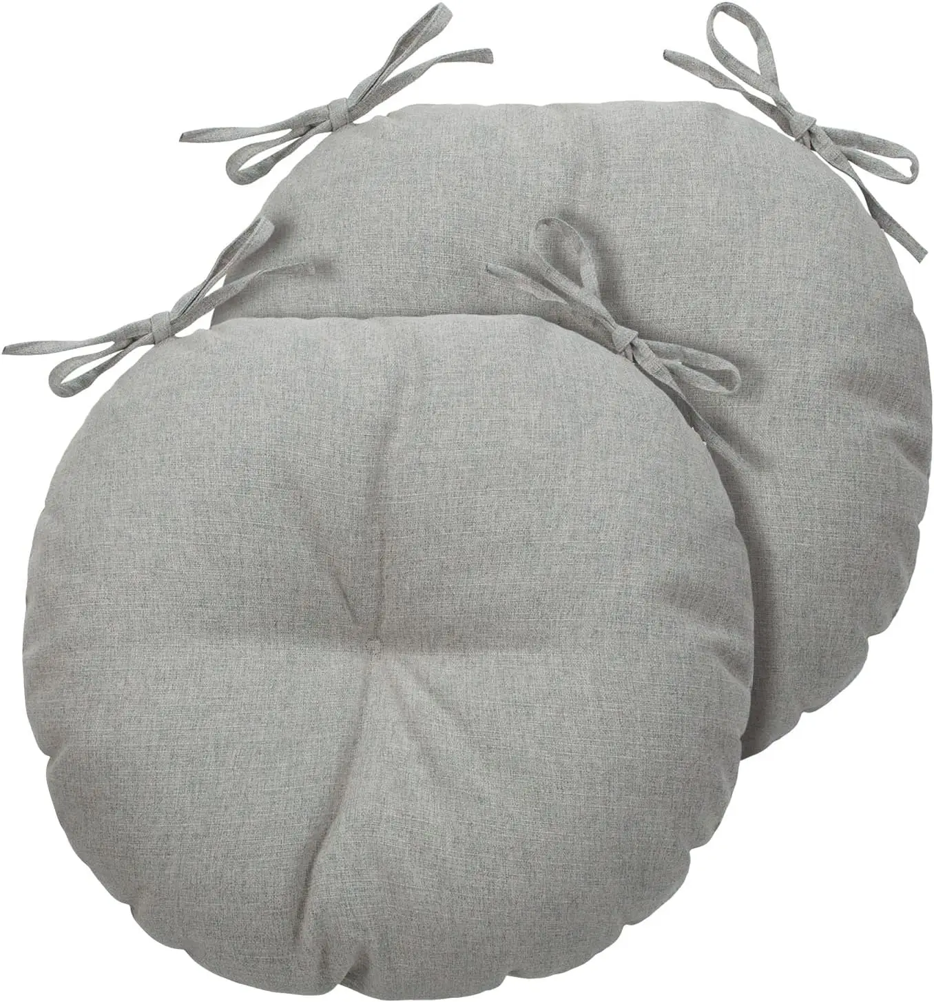 

15"" Round Bistro Seat Cushions With Ties, Set Of 2, Waterproof All Weather Tufted 4"" Thi Patio Chair Pads For Home Garden