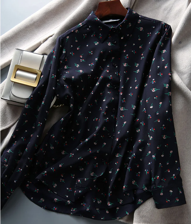 PLAZSON Floral Print Sweet Women Blouse Autumn Long Sleeve Lapel Casual Shirt Office Lady Blusas Fashion Korean Tops 셔츠 & 블라우스