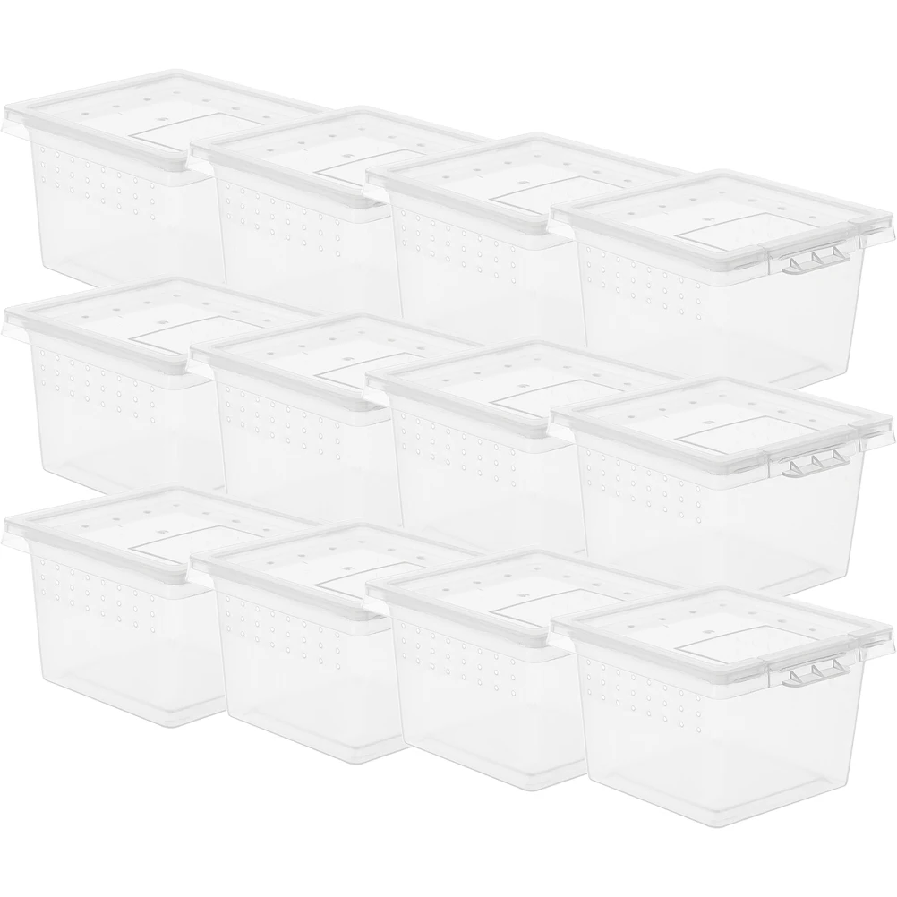 

20 Pcs Reptile Enclosure Gecko Tank Clear Box Small Cage Plastic Container Feeding Snake Lizard Terrarium Insect Breeder Pet