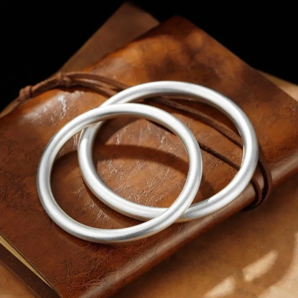 

S925 Sterling Silver Simple Fashion Ancient Method Sandblasting Frosted Women's Bracelet